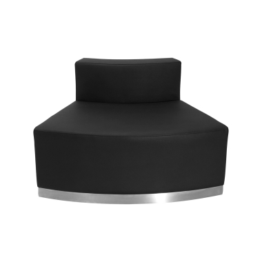 Black Leather Convex Chair With Brushed Stainless Steel Base image