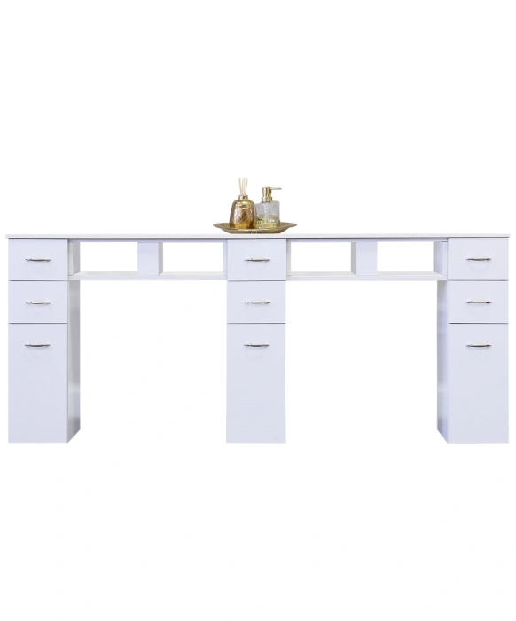 J&A Double White Granite Top Manicure Table