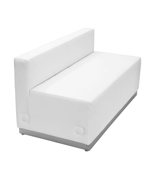 Black Leather Loveseat with Brushed Stainless Steel Base