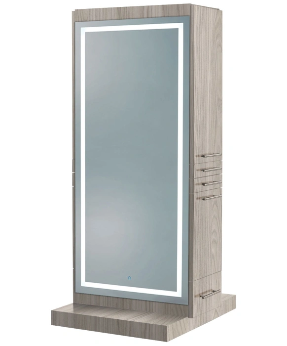 Zeus Double Styling Station w/ Mobile Base & LED Mirror