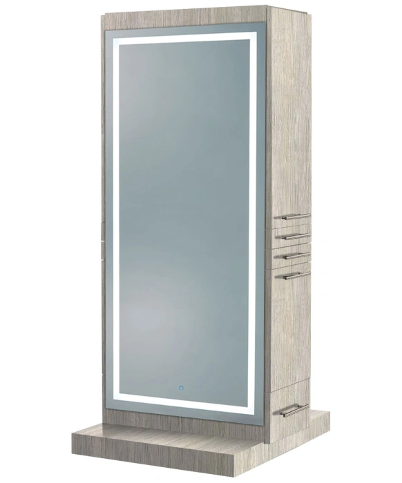 Zeus Double Styling Station w/ Mobile Base & LED Mirror