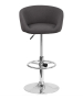 Contemporary Curved Vinyl Adjustable Stool With Chrome Base-image2