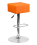 Contemporary Cube Vinyl Adjustable Height Barstool With Chrome Base-image3