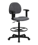 Black Patterned Fabric Ergonomic Stool with Arms-image6