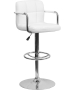 Contemporary Quilted Adjustable Height Stool with Chrome Base-image11