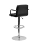 Contemporary Quilted Adjustable Height Stool with Chrome Base-image3