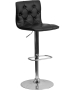 Contemporary Tufted Vinyl Adjustable Stool with Chrome Base-image1