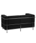 Contemporary Black Leather Love Seat with Metal Encasing Frame-image2
